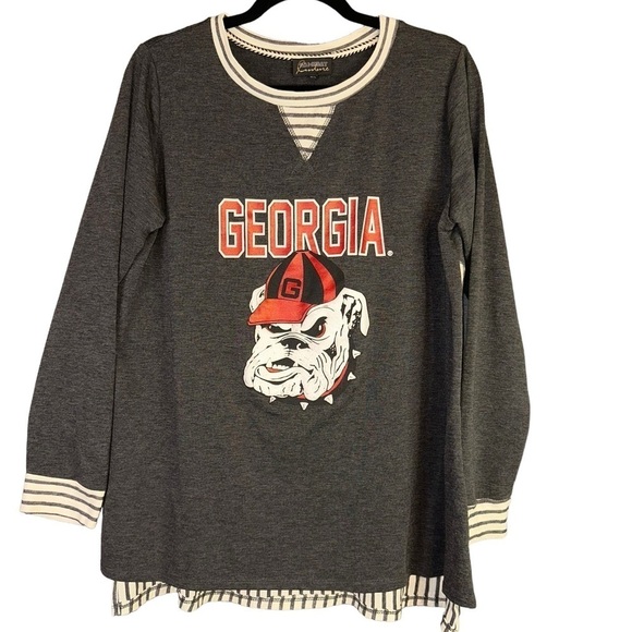 Gameday Couture Georgia Bulldogs Grey Women's Medium‎ Large Oversized Hi-Low Top - Picture 1 of 11
